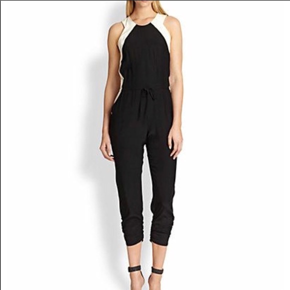 Beautiful Parker silk black/ white cream romper jumpsuit - Picture 1 of 5